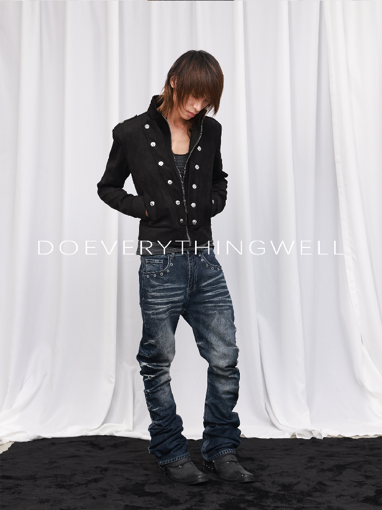 Stand Collar Double Breasted Suede Jacket【s0000019124】
