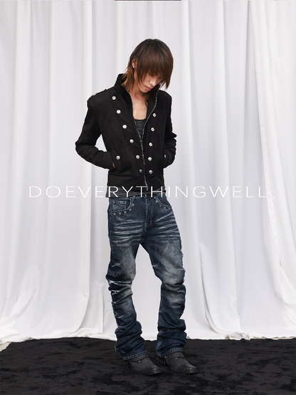 Stand Collar Double Breasted Suede Jacket【s0000019124】