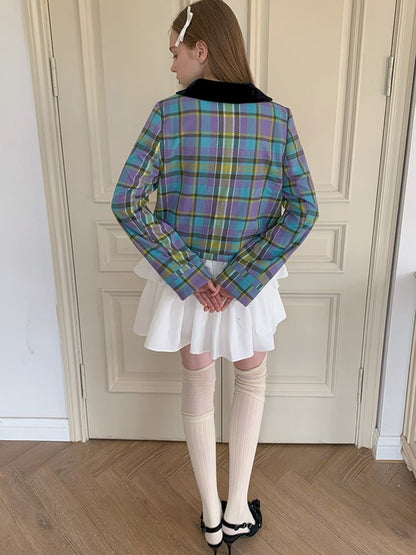 Plaid College Style Thin Jacket【s0000009893】