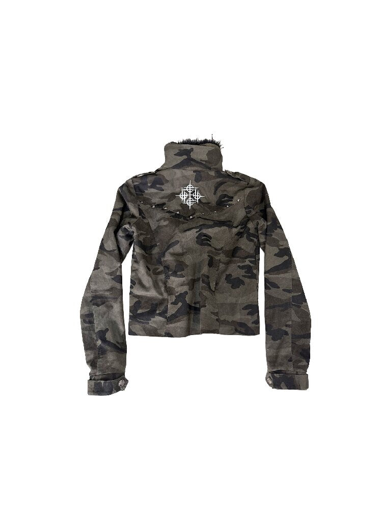 Camouflage Lace Up Fur Collar Jacket【s0000019108】