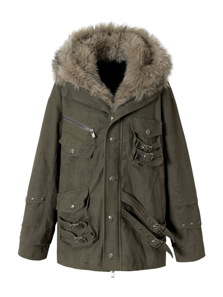 Mid-Length Fleece-Lined Cotton Jacket【s0000014475】