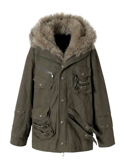 Mid-Length Fleece-Lined Cotton Jacket【s0000014475】