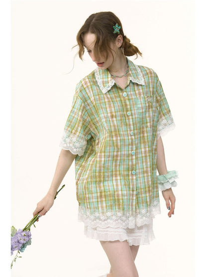 Plaid Short Sleeve Shirt【s0000012257】