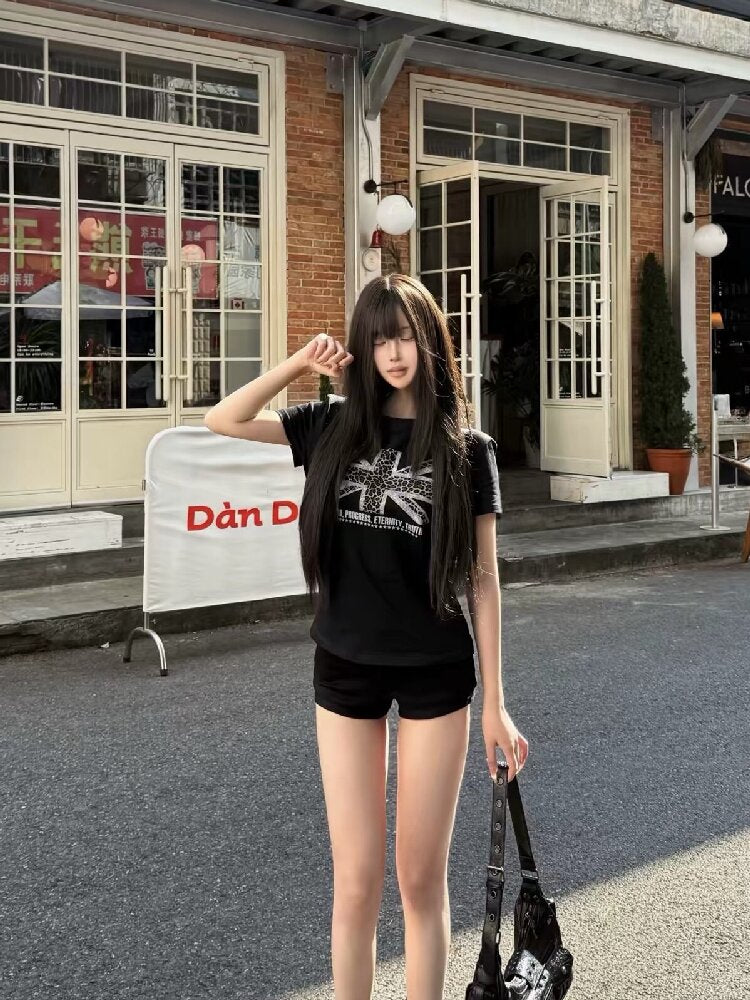 Leopard Print Flag Crew T-Shirt【s0000018215】