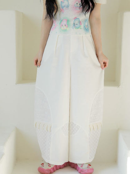 PatchWork Dog Face Wide Leg Pants [S0000010906]