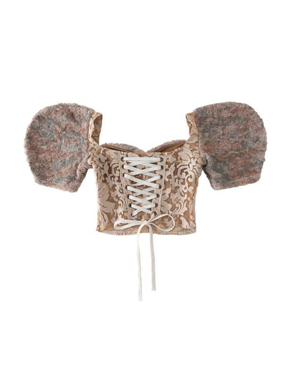 Patchwork Sheer Bud Strap Court Top【s0000015145】