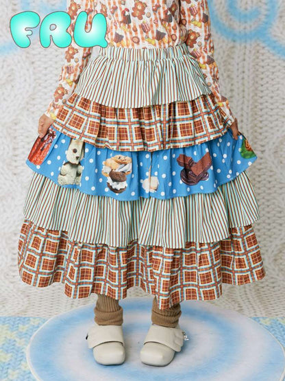 Chocolate Cake Print Versatile Skirt【s0000014860】