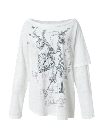 One-shoulder long-sleeved T-shirt【s0000013468】