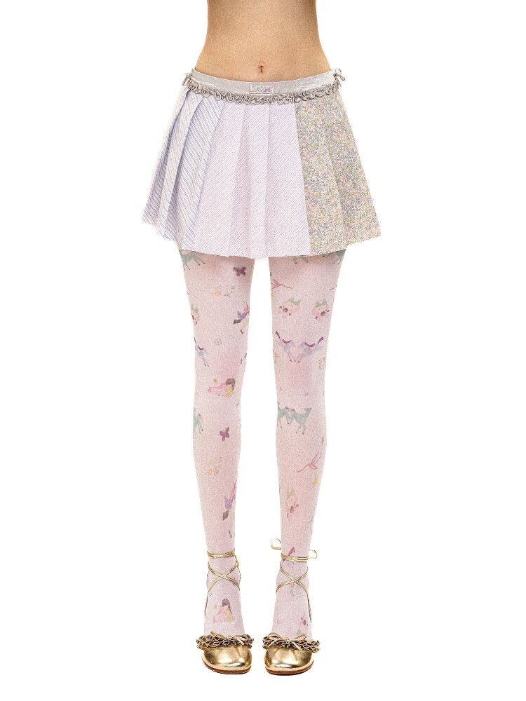 Floral Plaid Fungus Pleated Skirt【s0000016441】
