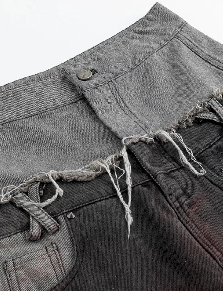Distressed Wide-Leg Jeans【s0000013958】