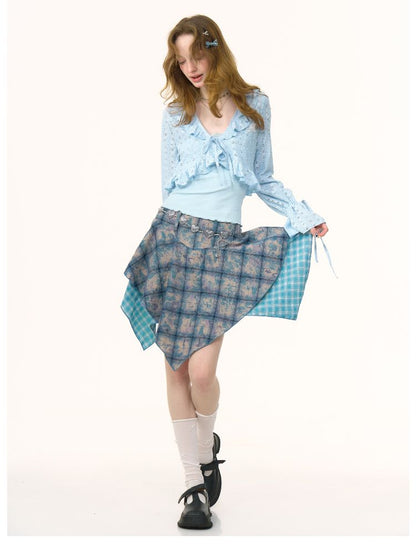 Blue Plaid Half-body Skirt【s0000012249】