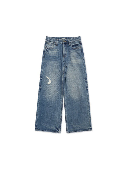 Floral Leather Straight Jeans【s0000017445】
