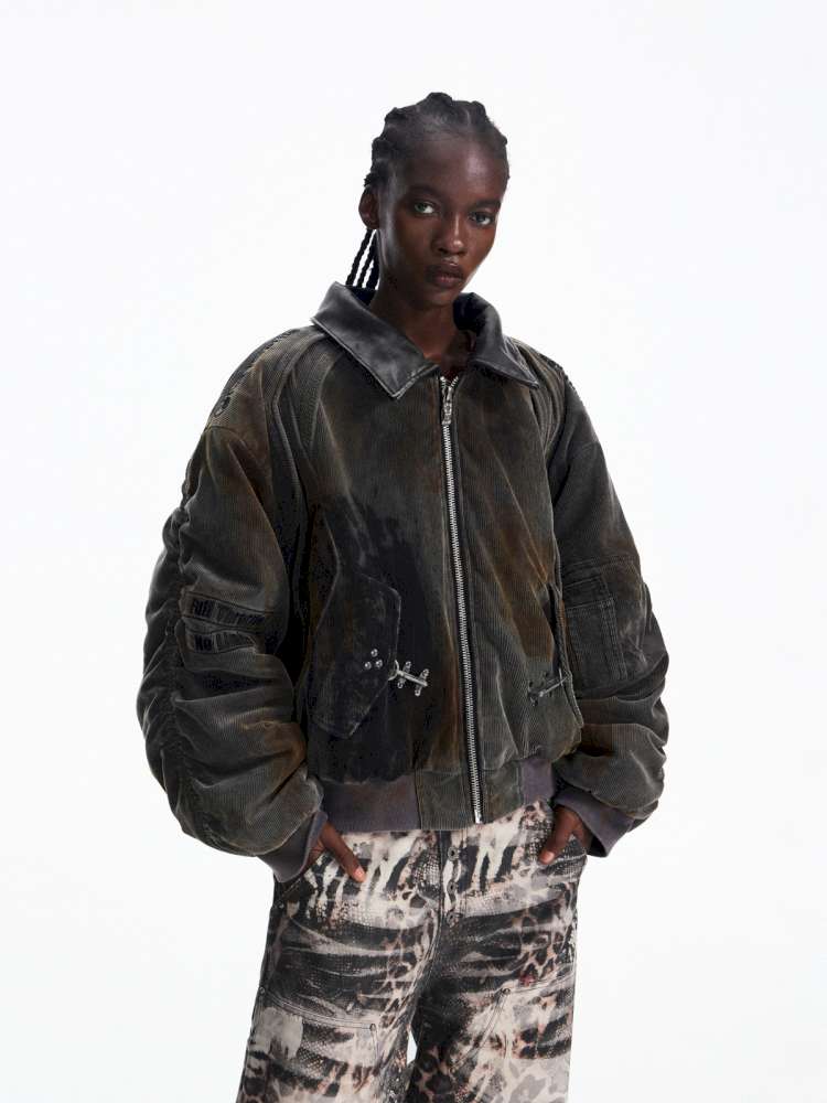 Distressed Corduroy Racing Jacket【s0000015170】