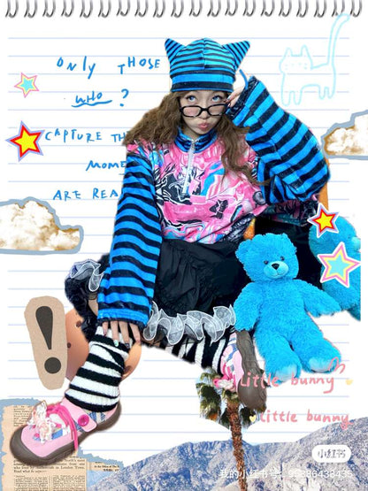 Striped Patchwork Plush Sweater【s0000015054】