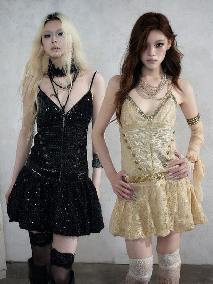 Vintage Court Punk Sequin Dress【s0000017858】