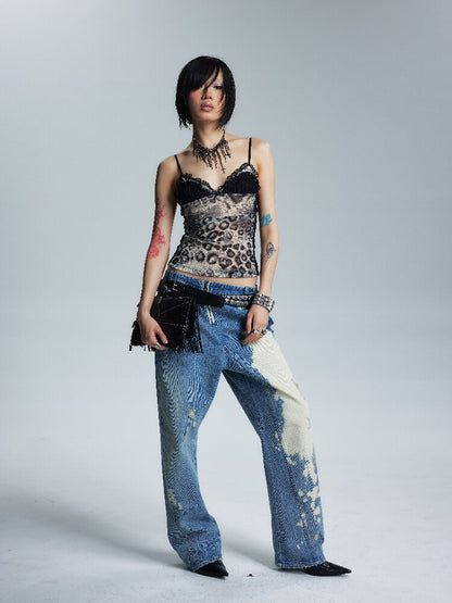 Low Rise Distressed Denim Trousers【s0000017002】