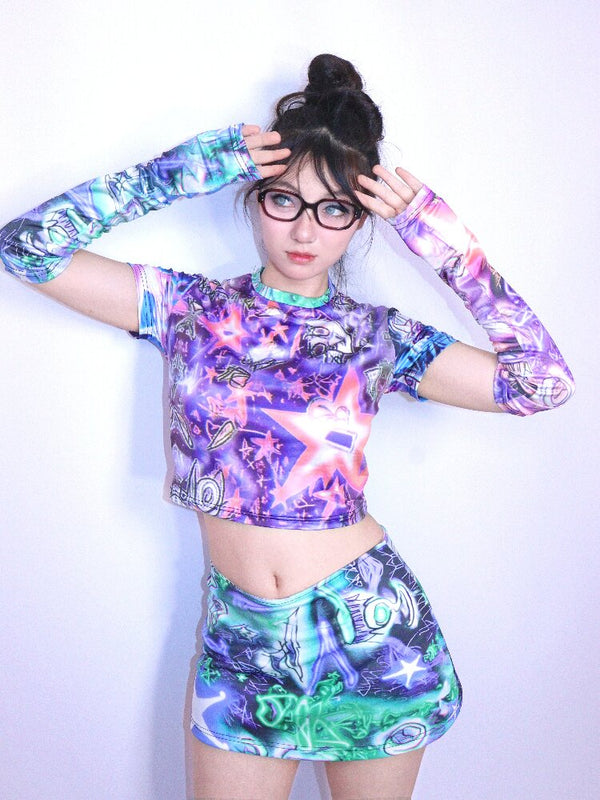 Subculture Printed Sun Protective Armsleeves【s0000017709】