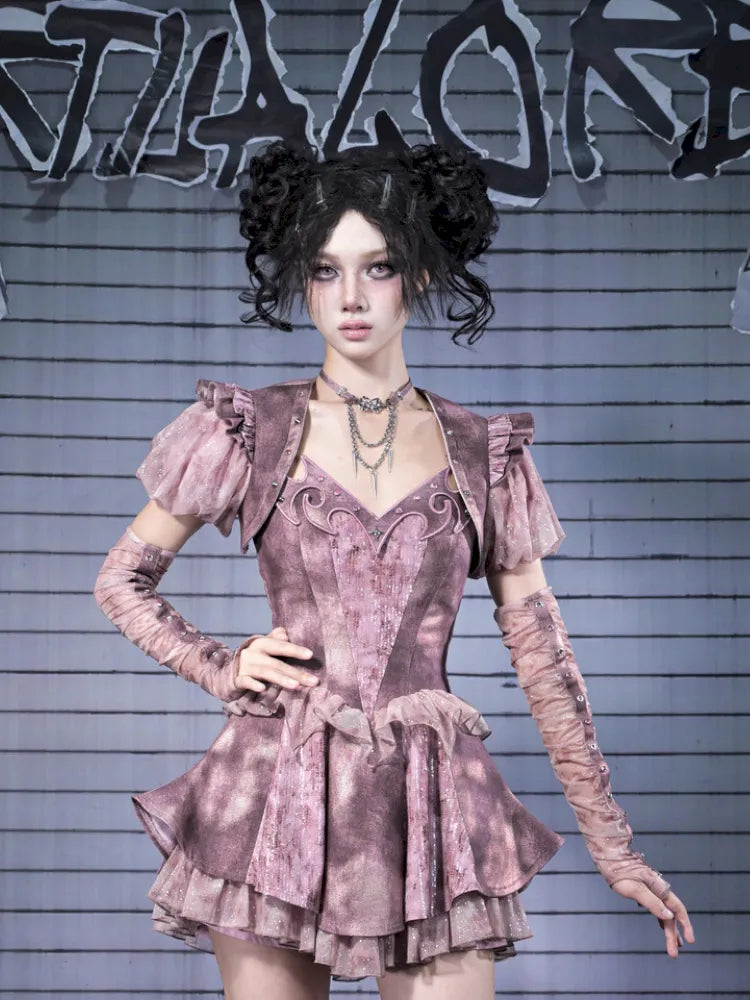 Embroidered Sequins Denim Girl Punk Style Slip Dress【s0000014023】