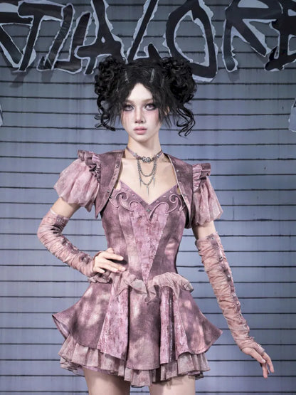 Embroidered Sequins Denim Girl Punk Style Slip Dress【s0000014023】