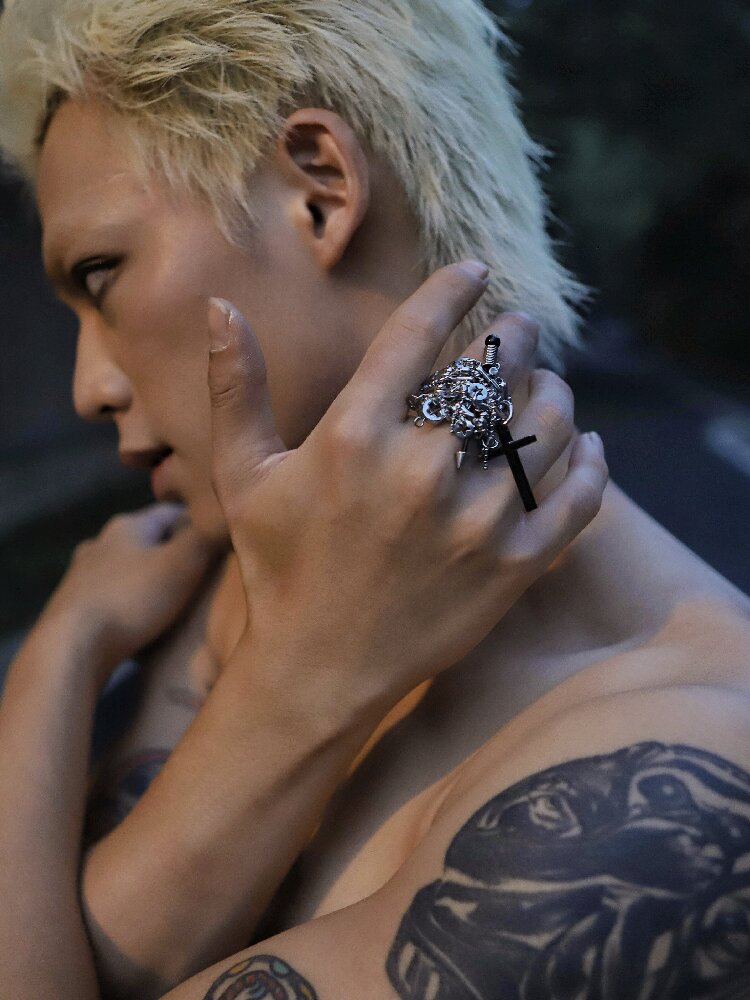Handmade Gothic Punk Cross Ring【s0000018911】