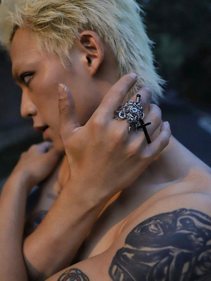 Handmade Gothic Punk Cross Ring【s0000018911】