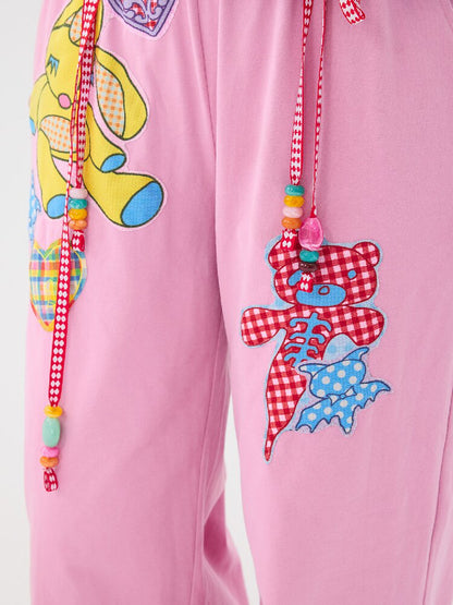 Patch Beaded Webbing Sweatpants【s0000016703】