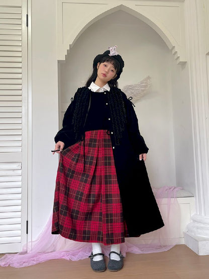 Wood Ear Trim Vintage Long Coat【s0000011337】