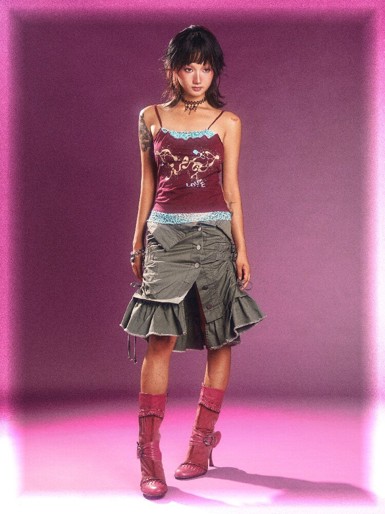 Waste Fabric Ruffle Embroidered Skirt【s0000016858】
