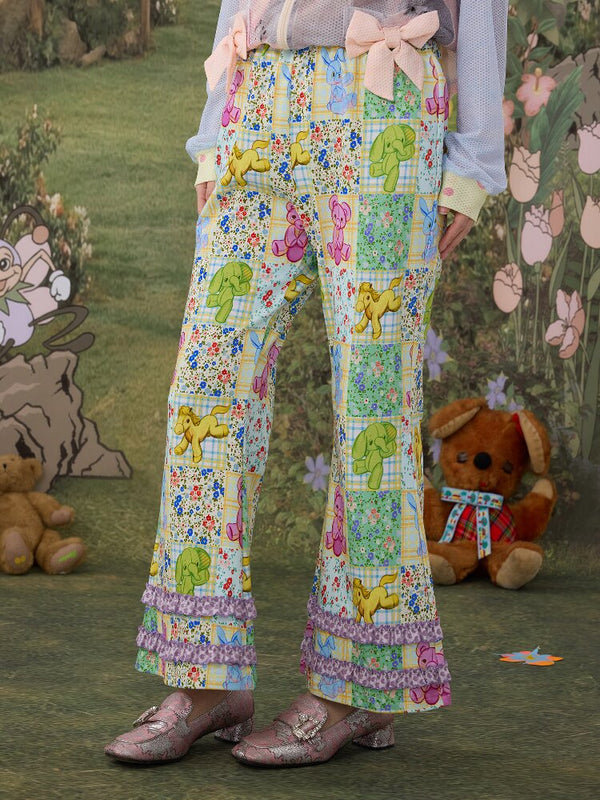 Stretch Floral Animal Print Pants【s0000017126】