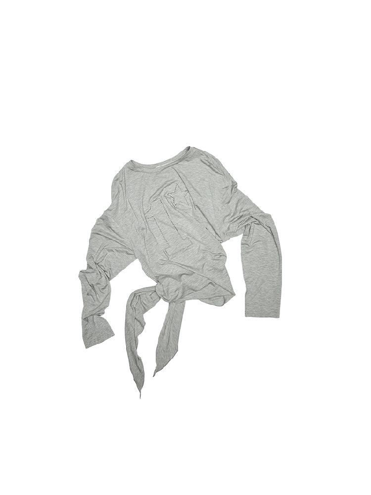 스터드 둥근 목이 긴 소매 티셔츠 [S0000011610]