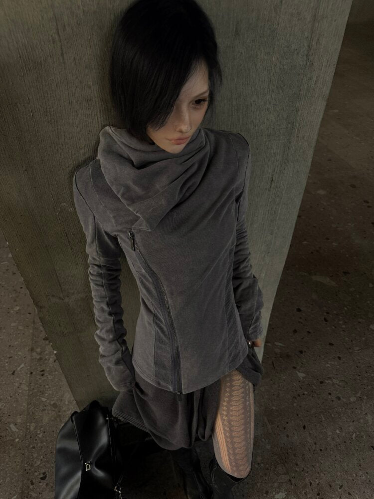 Distressed Double Zip Sweatshirt【s0000019007】
