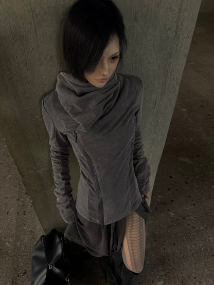 Distressed Double Zip Sweatshirt【s0000019007】