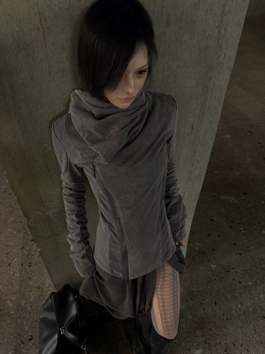 Distressed Double Zip Sweatshirt【s0000019007】