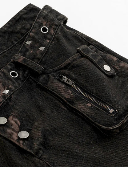 Patchwork Distressed Low-Rise Jeans【s0000013966】