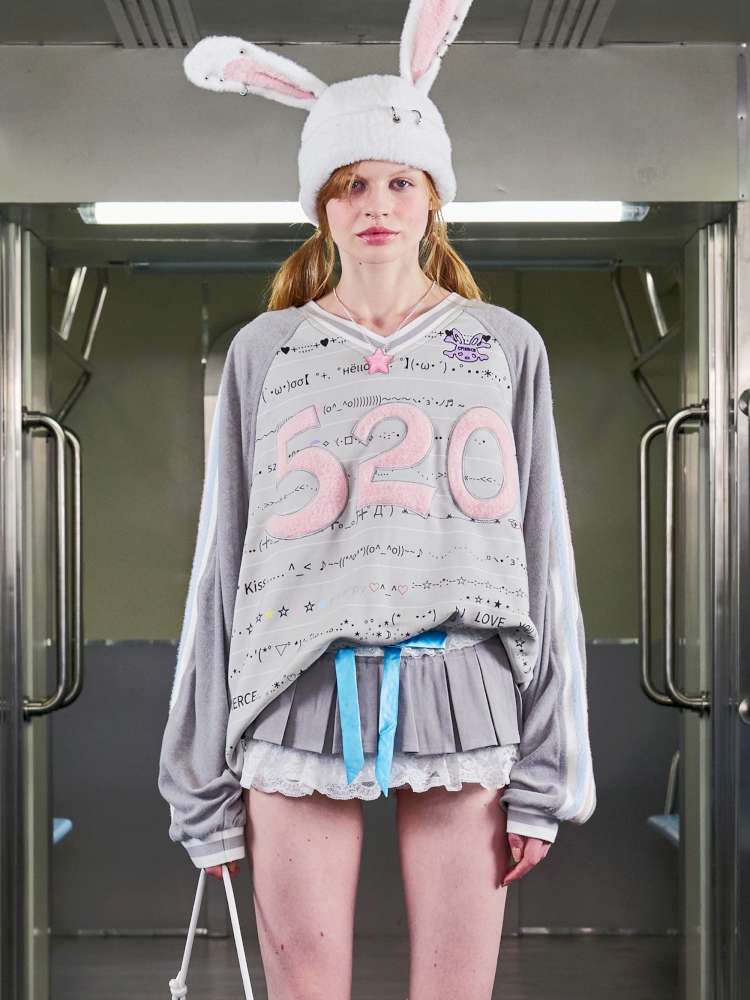 Embroidered Raglan Sleeve Sweatshirt【s0000014638】