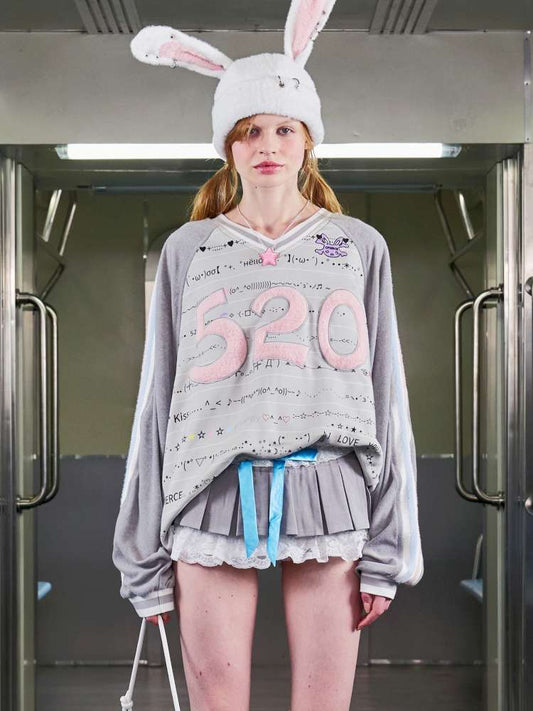 Embroidered Raglan Sleeve Sweatshirt【s0000014638】