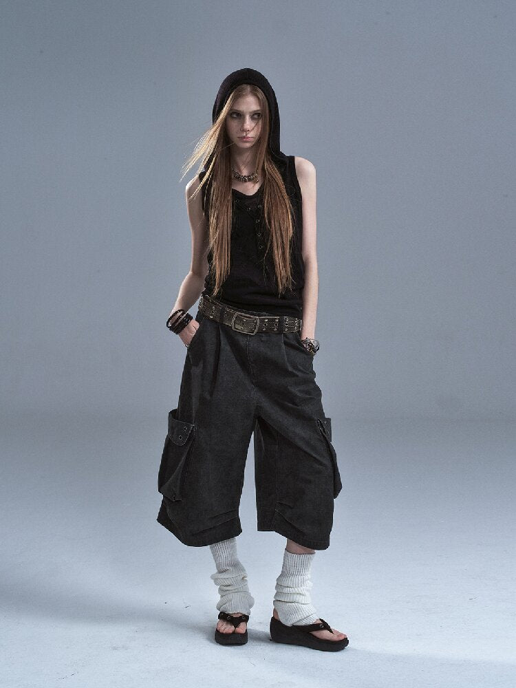 Rivet Pleats Washed Cropped Pants【s0000016895】