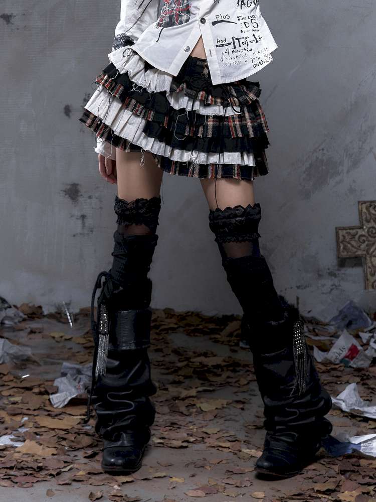 Heavy-Duty Plaid Tiered Skirt【s0000014477】