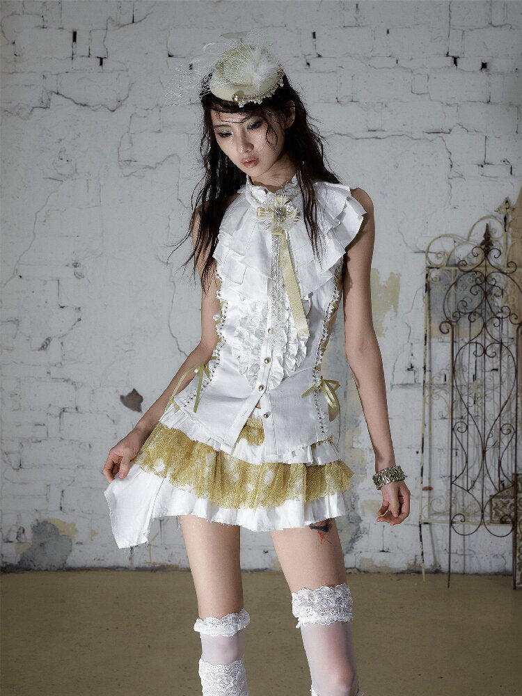 Medieval Ruffled Halter Camisole Top【s0000017235】