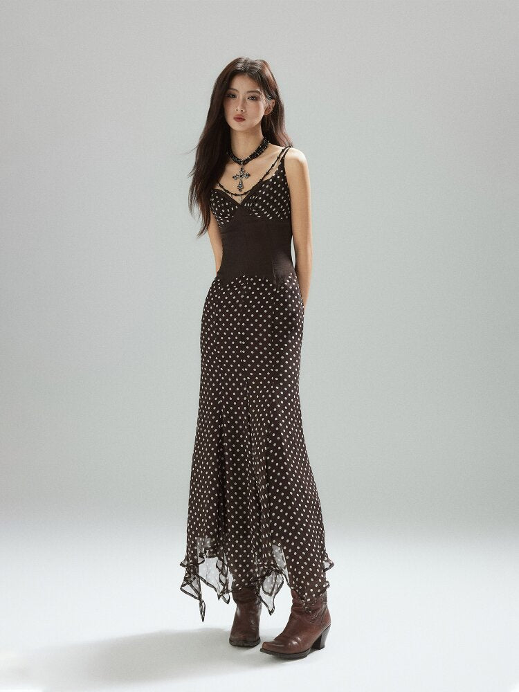 Coffee Polka Dot Tunic Sundress【s0000015595】