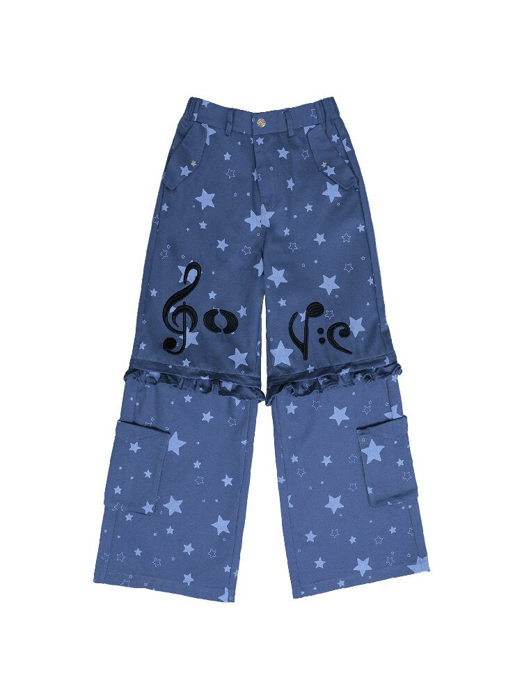 Embroidery Star Wide Leg Pants【s0000017129】