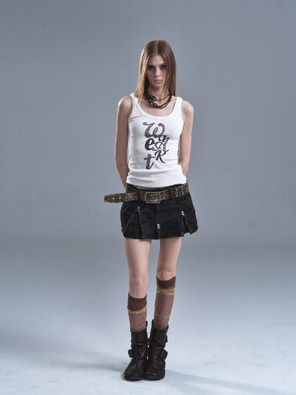 Camo Pleated Rivet Straight Skirt【s0000016633】