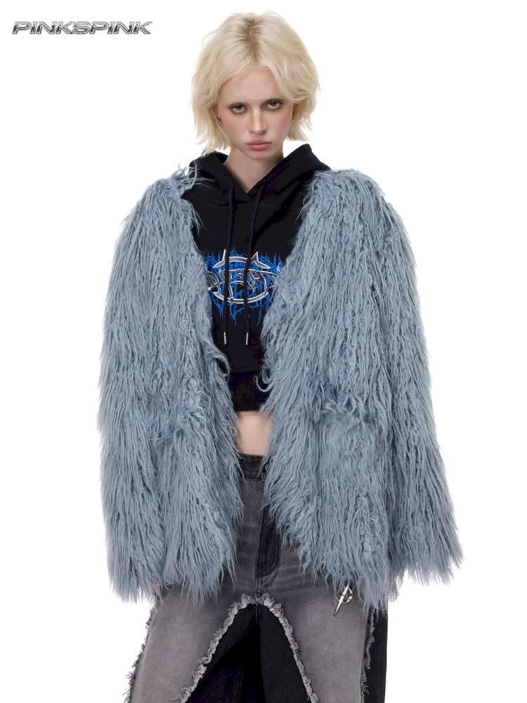 Pink Blue Sheep Fur Gal Jacket【s0000015133】