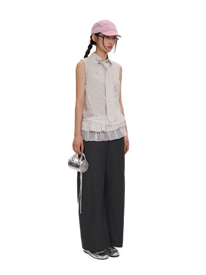 Removable tie sleeveless shirt【s0000012506】