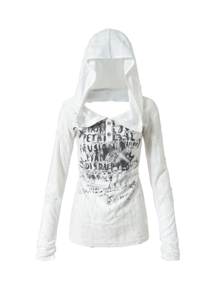 Backless Hooded Long Sleeve Bottom Top【s0000013469】