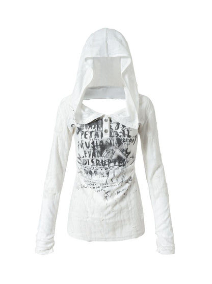 Backless Hooded Long Sleeve Bottom Top【s0000013469】