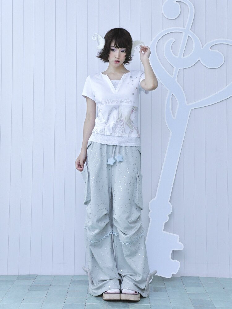 Teal Green Wings Cargo Pants【s0000016549】