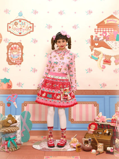 Red Fair Island Bear Lace Skirt【s0000015571】