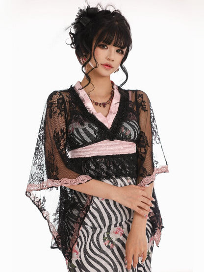 Lace Sheer Swallowtail Cover Up【s0000017140】