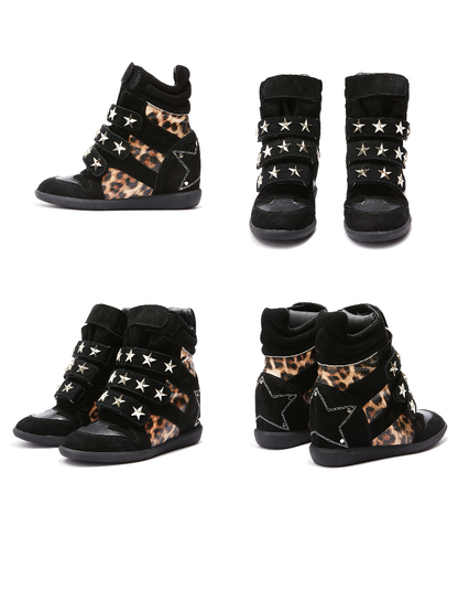 Vintage Leopard Leather High Top Sneakers【s0000018194】